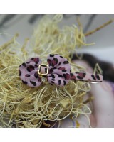 豹紋蝴蝶髮夾-粉紅色